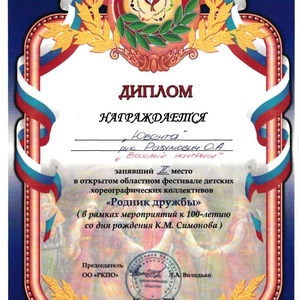 диплом Родник дружбы
